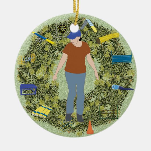 Xmas Wreater Agility Handler 1 Keramisch Ornament (Voorkant)