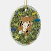 Xmas Wreath Agility Corgi Keramisch Ornament (Rechts)