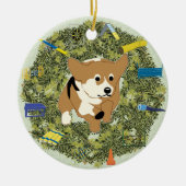 Xmas Wreath Agility Corgi Keramisch Ornament (Voorkant)