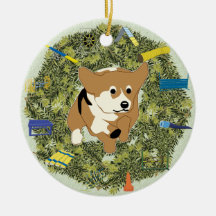 Xmas Wreath Agility Corgi