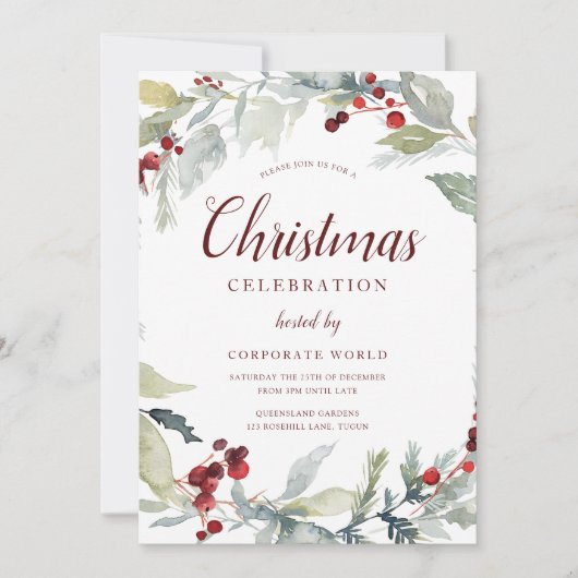 Xmas Wreath Corporate Gala Kerstfeest Kaart (Voorkant)