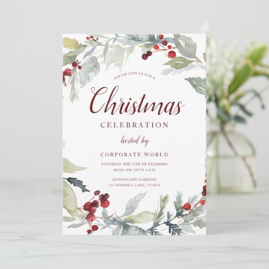 Xmas Wreath Corporate Gala Kerstfeest Kaart (Staand voorkant)