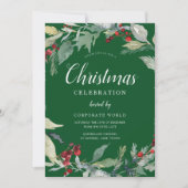 Xmas Wreath Corporate Green Christmas Party Kaart (Voorkant)