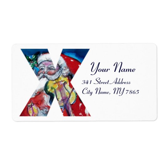 XMAS X BRIEF/SANTA CLAUS MET VIOLIN MONOGRAM ETIKET (Voorkant)