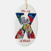 XMAS X BRIEF/SANTA CLAUS MET VIOLIN MONOGRAM KERAMISCH ORNAMENT (Rechts)