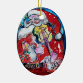 XMAS X BRIEF/SANTA CLAUS MET VIOLIN MONOGRAM KERAMISCH ORNAMENT (Achterkant)