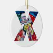 XMAS X BRIEF/SANTA CLAUS MET VIOLIN MONOGRAM KERAMISCH ORNAMENT (Rechts)