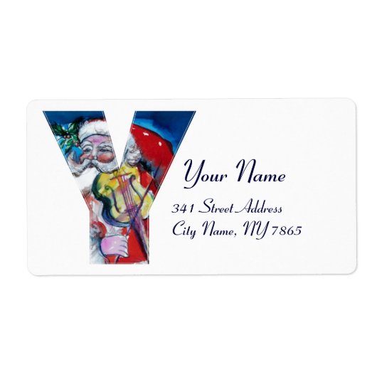 XMAS Y BRIEF/SANTA CLAUS MET VIOLIN MONOGRAM ETIKET (Voorkant)