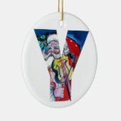 XMAS Y BRIEF/SANTA CLAUS MET VIOLIN MONOGRAM KERAMISCH ORNAMENT (Rechts)