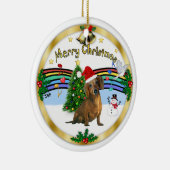 Xmas ZMusic 1 - MC - Bruine teckel (pet) Keramisch Ornament (Rechts)