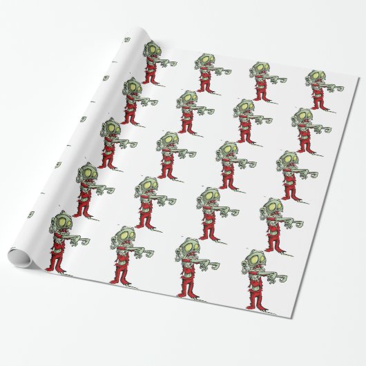 xmas zombie santa claus cadeaupapier (Uitgerold)