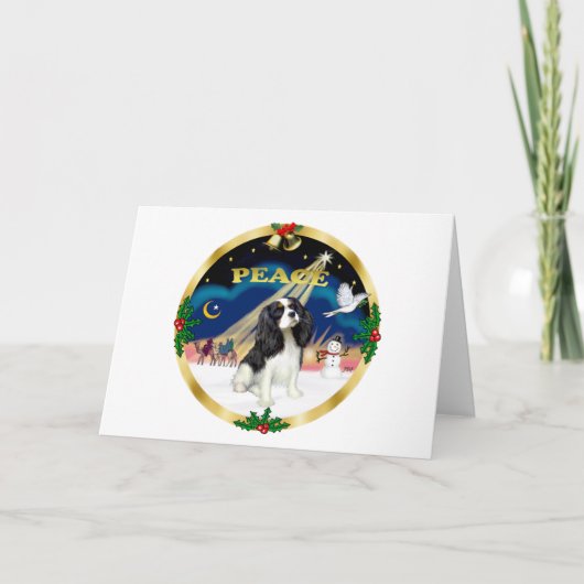 Xmas Zonsopgang - Tri Color Cavalier King Charles Feestdagen Kaart (Voorkant)