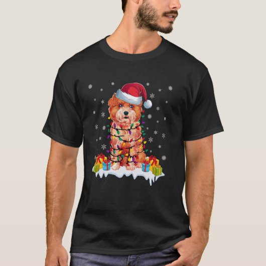 Xmas Zuchon Hond draagt Santa Hat Lelijke Kerst T-shirt (Voorkant)