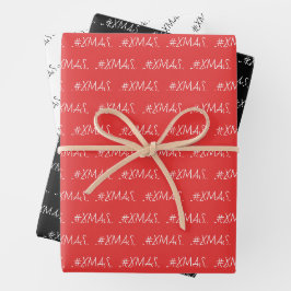 XMAS Zwart Rood Wit Gepersonaliseerd Inpakpapier Vel