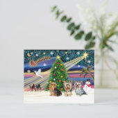 XmasMagic Yorkie Trio Feestdagenkaart (Staand voorkant)