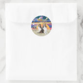 XmasStar (R)-Twee Shelties Ronde Sticker (Tas)