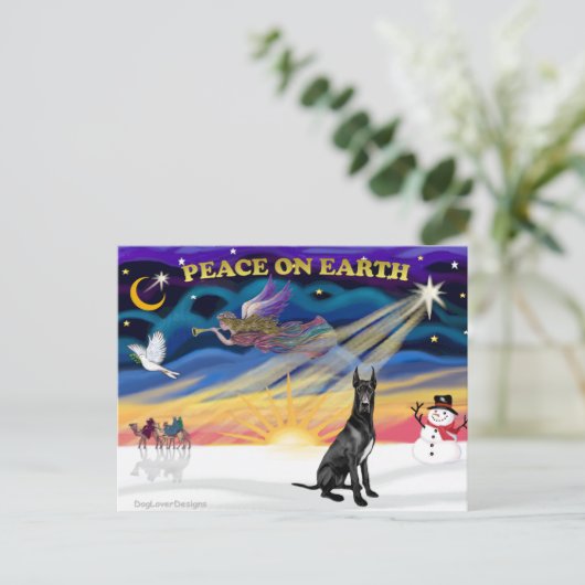 XmasSunrise-Black Grote Deen Feestdagenkaart (Staand voorkant)