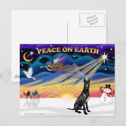 XmasSunrise-Black Grote Deen Feestdagenkaart (Voorkant / Achterkant)