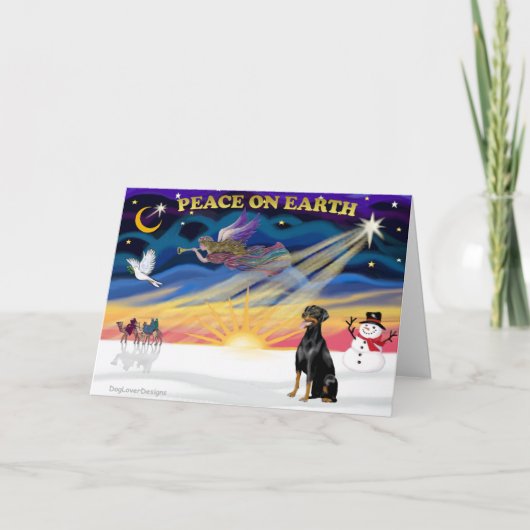 XmasSunrise-Doberman 2-natuurlijk Feestdagen Kaart (Voorkant)