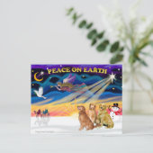 XmasSunrise - Drie Golden Retrievers Feestdagenkaart (Staand voorkant)