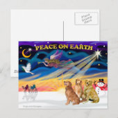 XmasSunrise - Drie Golden Retrievers Feestdagenkaart (Voorkant / Achterkant)