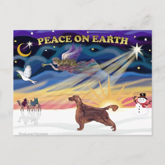 XmasSunrise - Ierse Setter 1 Feestdagenkaart (Voorkant)