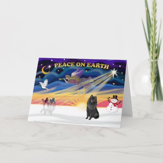 XmasSunrise-Schipperke1 Feestdagen Kaart (Voorkant)