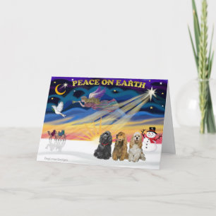 XmasSunrise-Three Cocker Spaniels Feestdagen Kaart