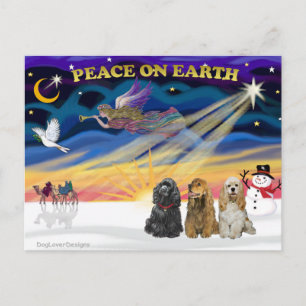 XmasSunrise-Three Cocker Spaniels Feestdagenkaart