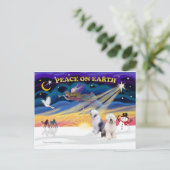 XmasSunrise-Two-Old English Sheepdog Feestdagenkaart (Staand voorkant)