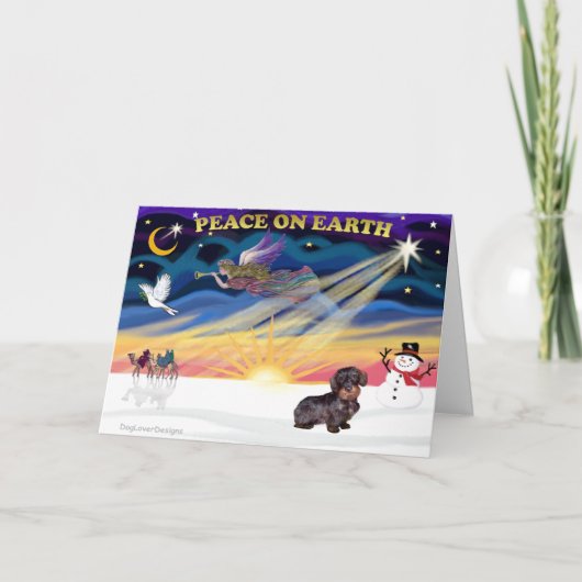 XmasSunrise WireHaired Dachshund Feestdagen Kaart (Voorkant)
