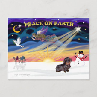 XmasSunrise WireHaired Dachshund Feestdagenkaart