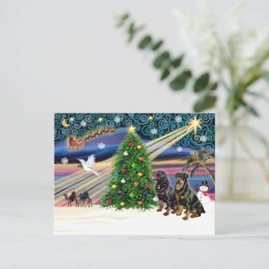 Xms Magic-2 ROTTWEILERS Feestdagenkaart (Staand voorkant)