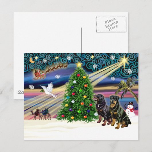 Xms Magic-2 ROTTWEILERS Feestdagenkaart (Voorkant / Achterkant)