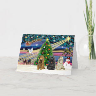 Xms Magic-3Cockers-blk-brwn Feestdagen Kaart