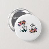 XO (ASL Hugs & Kisses Hand) Ronde Button 5,7 Cm (Voorkant /achterkant)