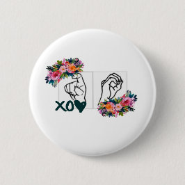 XO (ASL Hugs & Kisses Hand) Ronde Button 5,7 Cm