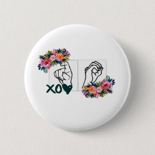 XO (ASL Hugs & Kisses Hand) Ronde Button 5,7 Cm