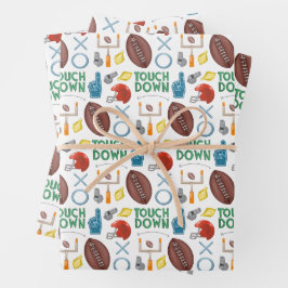 XO Football seizoen touchdown eerste down achterkl Inpakpapier Vel