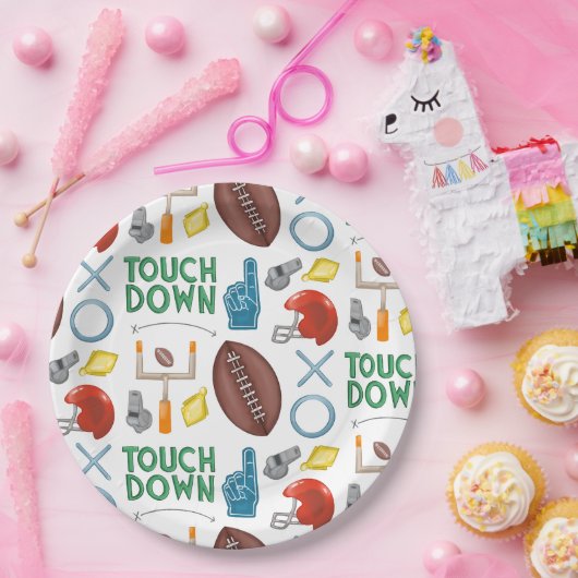 XO Football seizoen touchdown eerste down achterkl Papieren Bordje (Feest)
