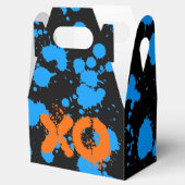 XO Graffiti Art Zwart en Blauw 90s Splatter Paint Bedankdoosjes (Geopend)