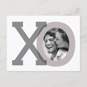 XO Grey Huwelijk Bewaar Datum Foto Ansichtkaart Aankondigingskaart