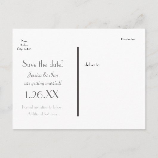 XO grijs roze bruiloft opslaan datum foto Briefkaa Aankondigingskaart (Achterkant)