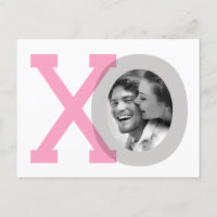 XO grijze roze trouwdatum bewaar foto ansichtkaart