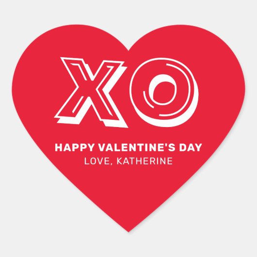 XO Happy valentijnsdag rood modern custom cute Hart Sticker (Voorkant)