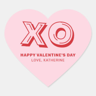 XO Happy valentijnsdag roze rood modern gebruik Hart Sticker