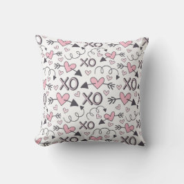 XO Harten en pijlen houden van patroon Kussen