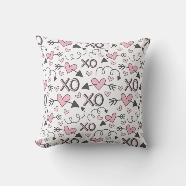 XO Harten en pijlen houden van patroon Kussen (Voorkant)