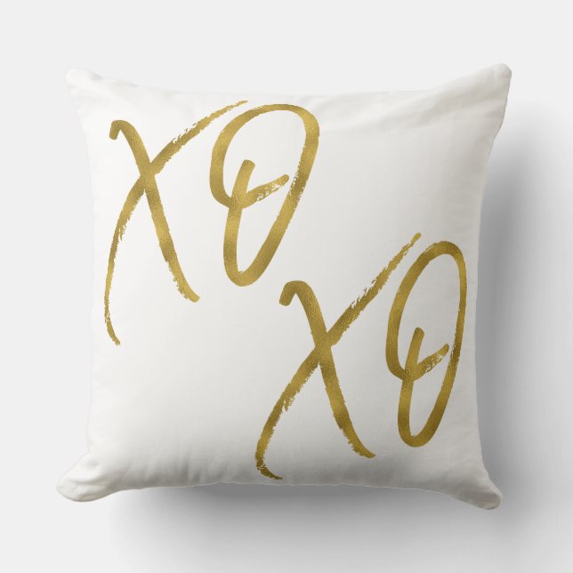 XO Knuffels en Kusjes Love Faux Gold Folie Kussen (Voorkant)