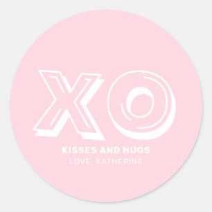 XO kussen en knuffels roze moderne aangepaste teks Ronde Sticker